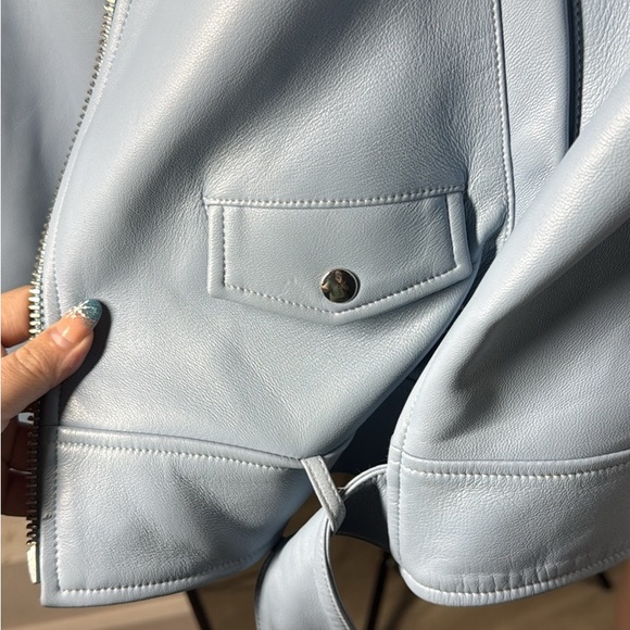 Theory Light Blue Leather Jacket - Picture 8 of 9